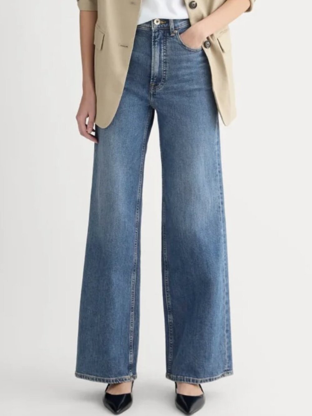 EVERLANE THE WAY HIGH SAILOR JEAN WIDE LEG HIGH-RISE STRETCH ORGANIC COTTON 27S